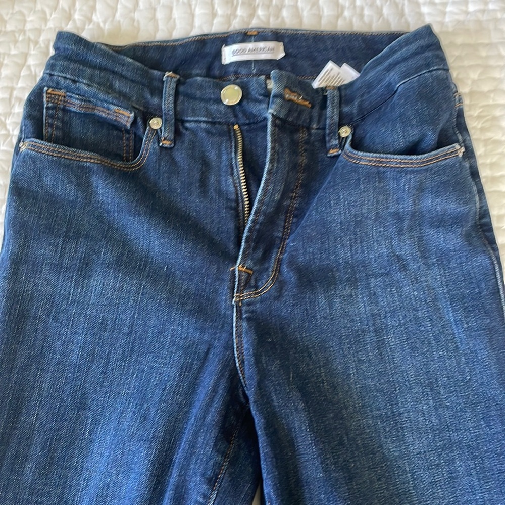 Good American Dark Blue Straight Leg Jeans